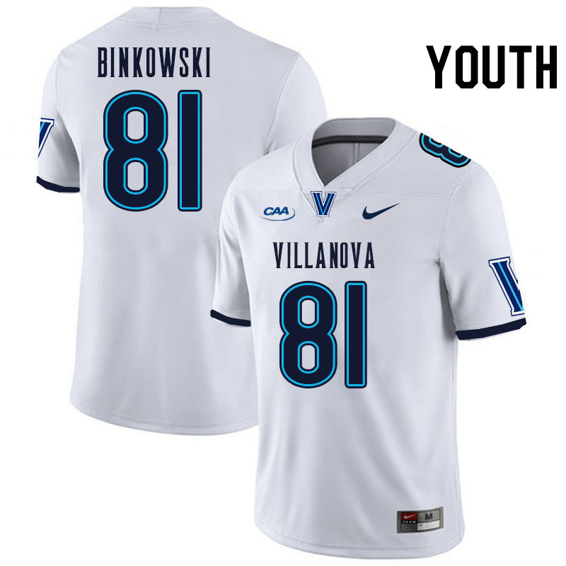 Youth #81 Brandon Binkowski Villanova Wildcats College Football Jerseys Stitched Sale-White